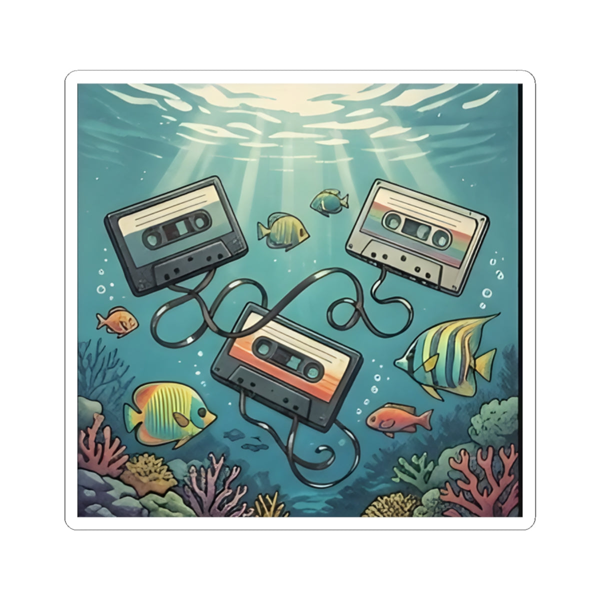 Underwater Cassette Tapes | Kiss-Cut Sticker