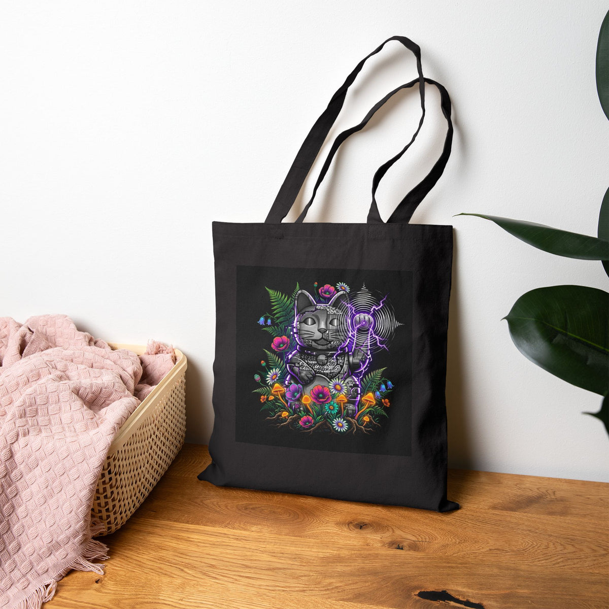 Kinetic Static Cat | Canvas Tote Bag