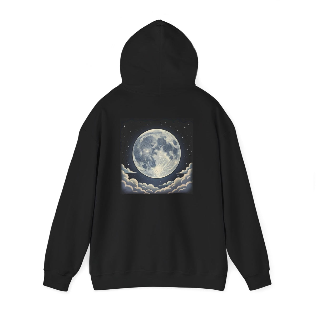 Static Moon | Print on Back Hoodie