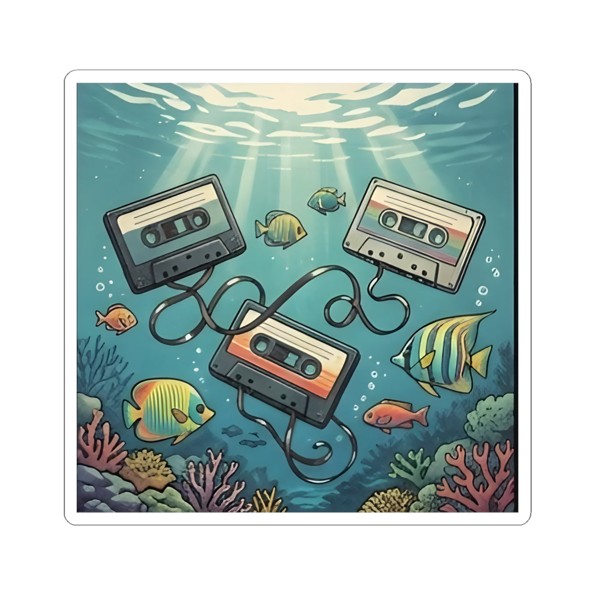 Underwater Cassette Tapes | Kiss-Cut Sticker