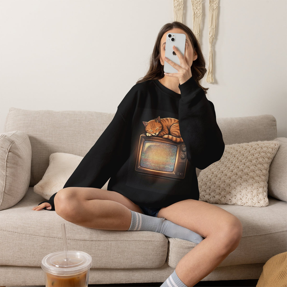 CRT TV Cat | Crewneck Sweatshirt