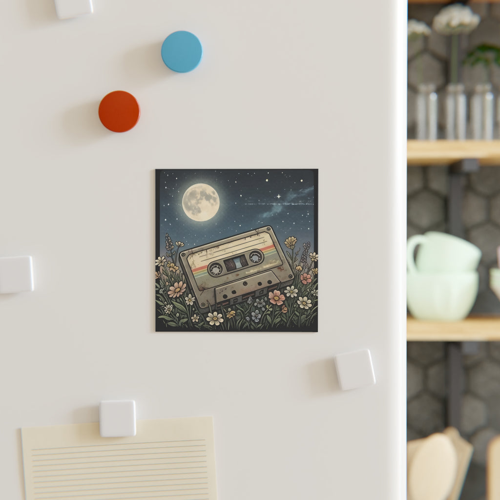 Cassette Moon | Square Fridge Magnet