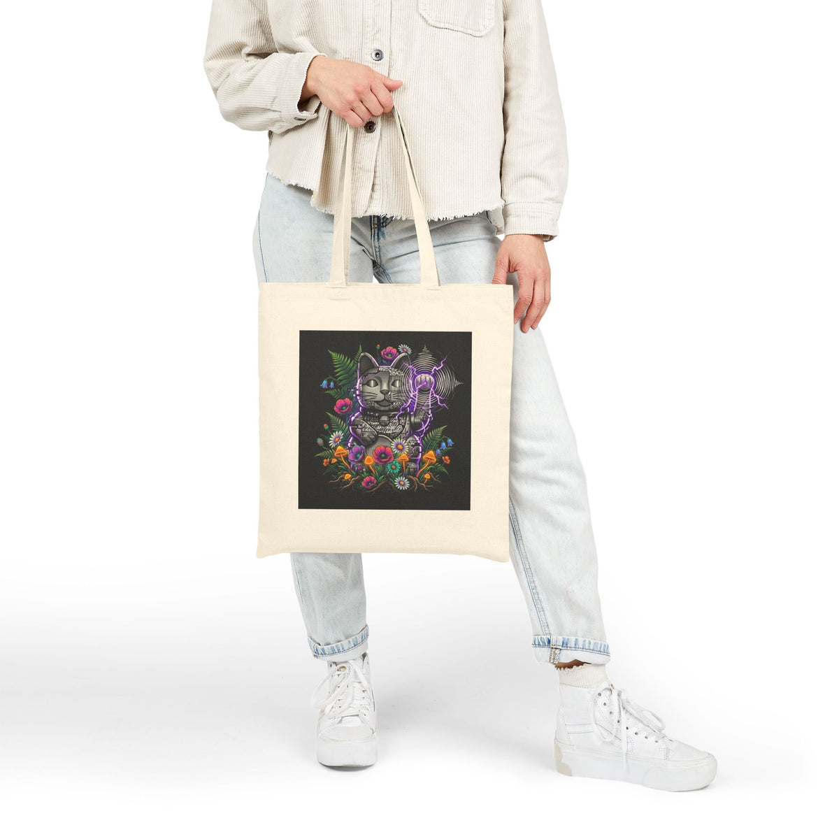 Kinetic Static Cat | Canvas Tote Bag