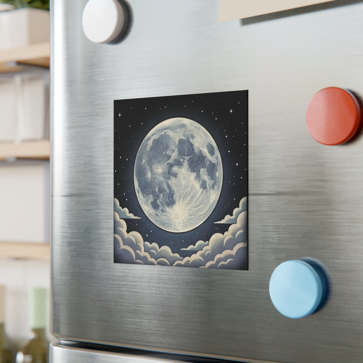 Static Moon | Square Fridge Magnet