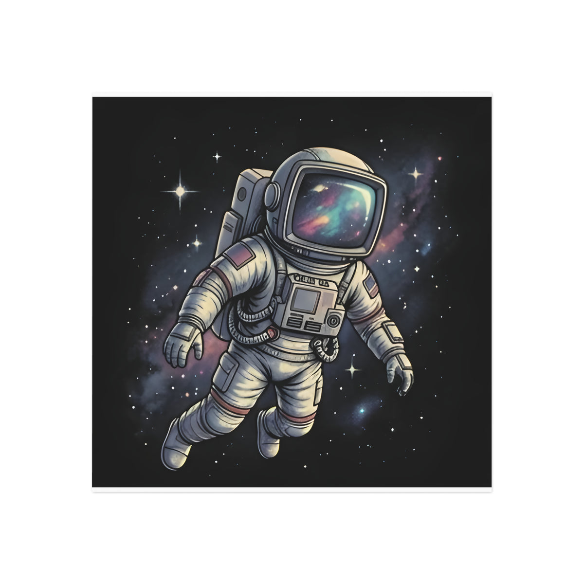 Floating Astronaut | Square Fridge Magnet