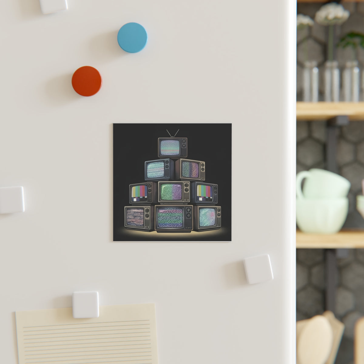 Stack of CRTs | Square Fridge Magnet