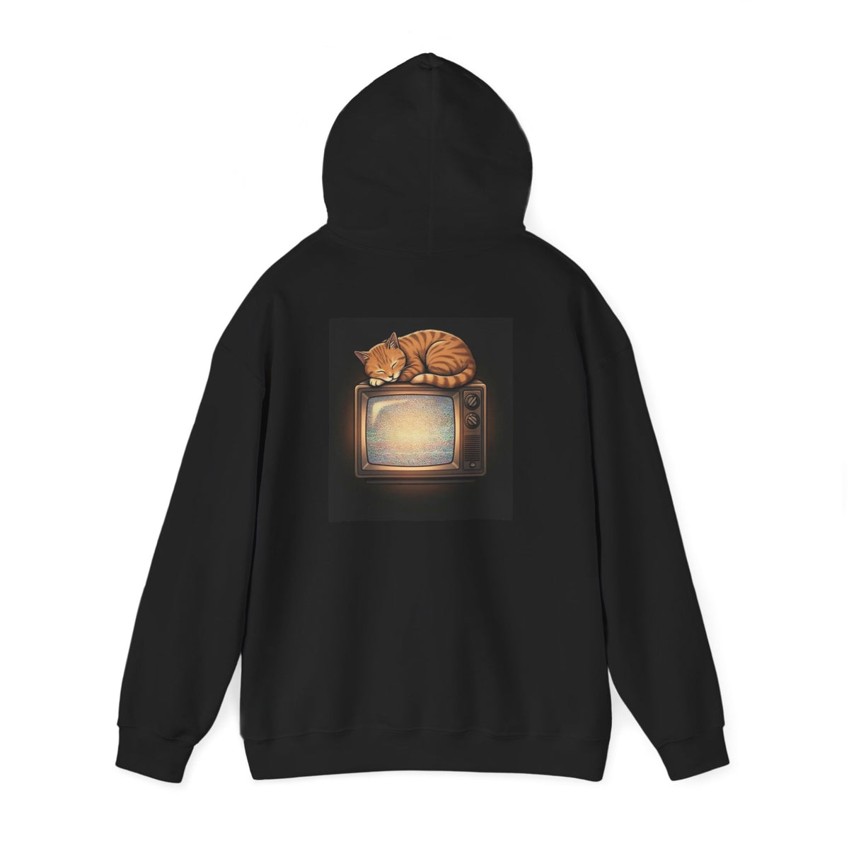 CRT TV Cat | Print on Back Hoodie
